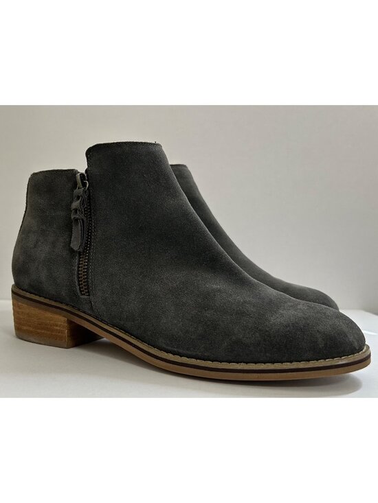 Blondo Shoes - Blondo Women's Waterproof Suede Ankle Boots Side Zippers Gray Low Block Heel 11M